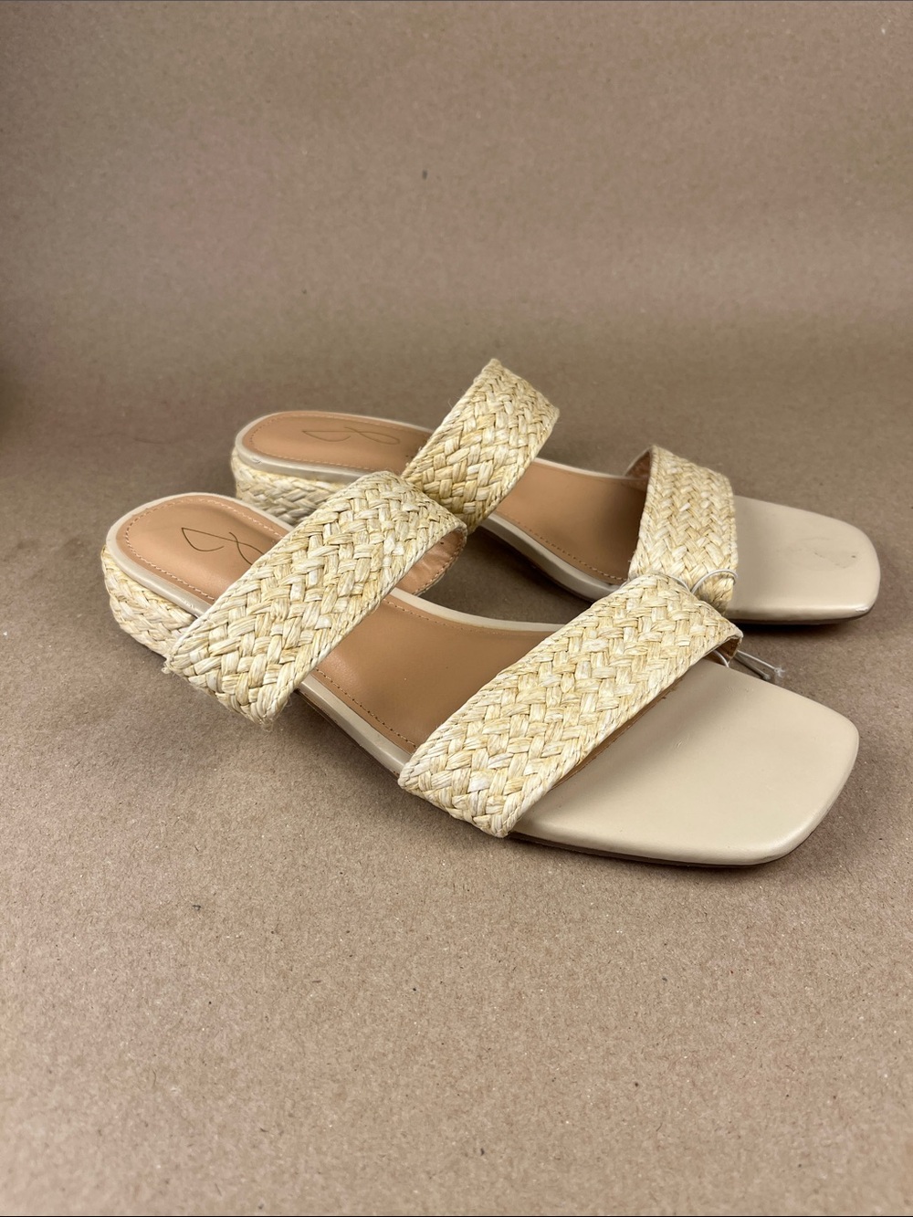 Joie Natural Raffia Woven Double Strap Flat Slide Sandals Size 9 NWOT - Picture 2 of 6